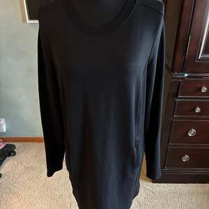 Athleta Balance Sweatshirt Mini Dress with Pockets Black Size S A407